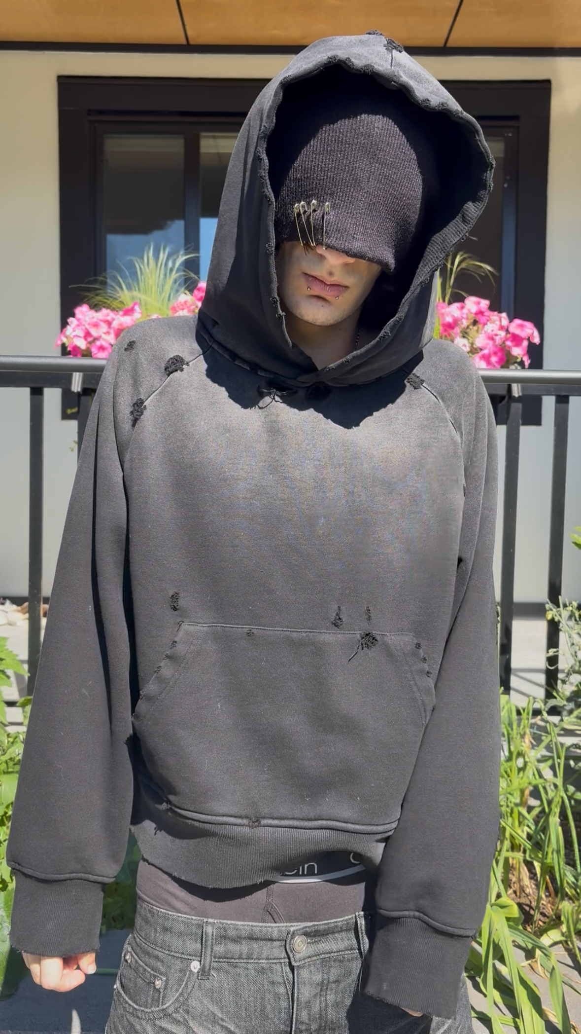 “Ash” Worn & Torn Thermal Lined Hoodie